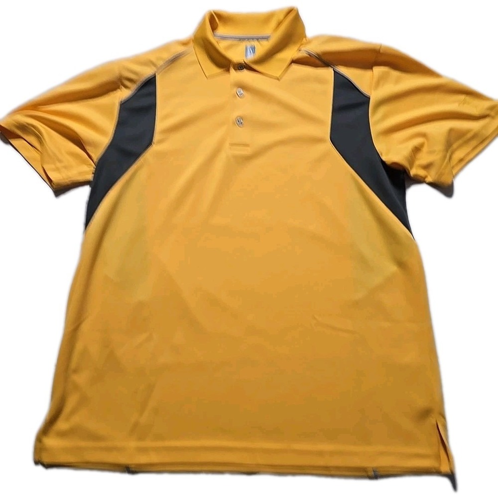 PGA tour Airflux Golf Shirt Men's Large Yellow Short Sleeve Polo Sport
